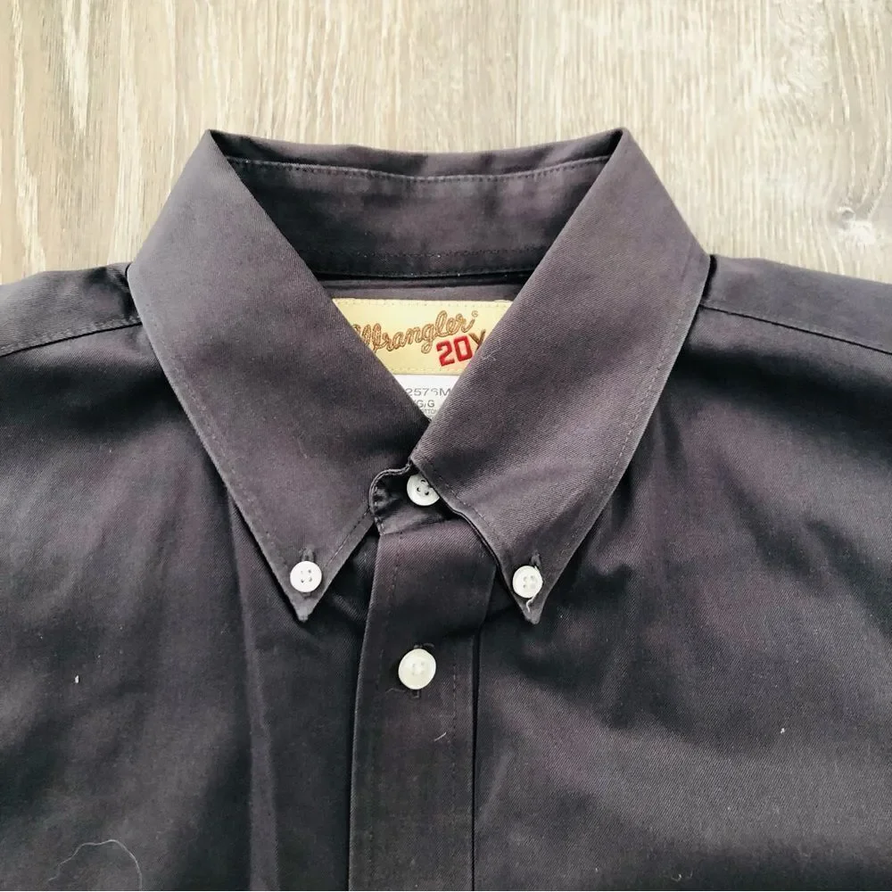 Wrangler 20x Long Sleeve Western Button Up Long Sleeve Shirt Gray Mens Large - Picture 5 of 11